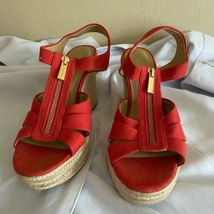 Michael Kors red rope wedges